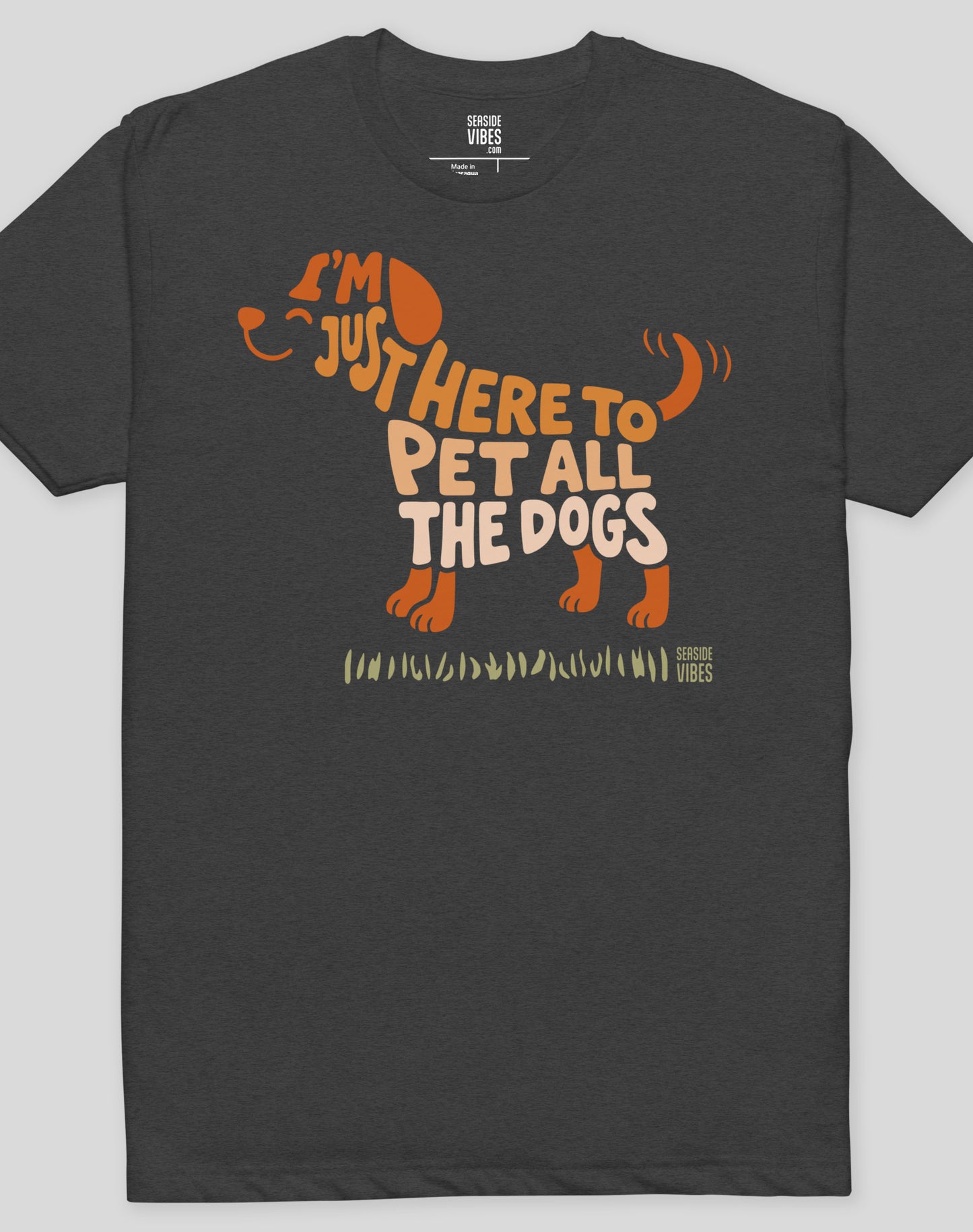 I'm Just Here to Pet all the Dogs Tee - Cotton Blend | Charcoal