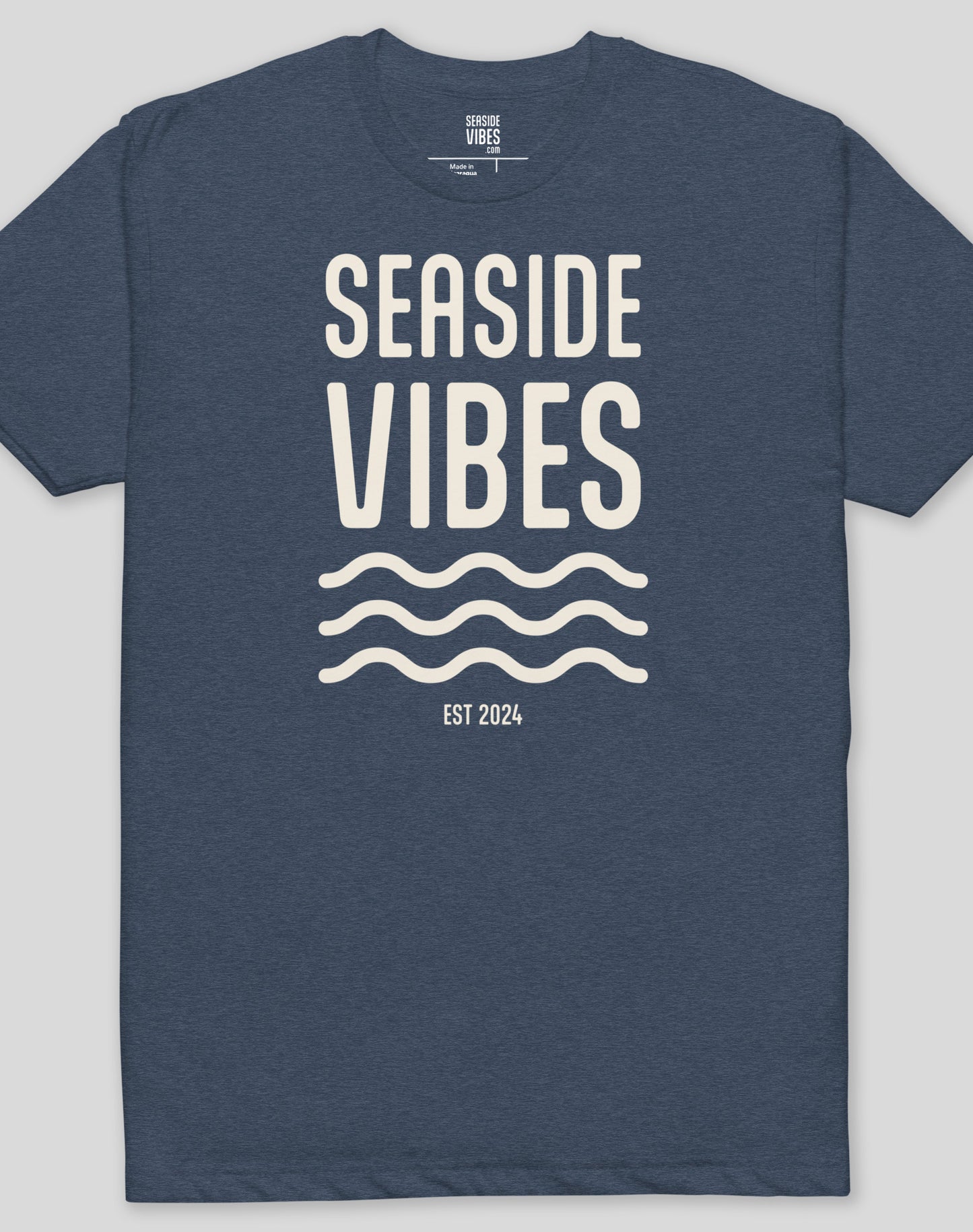 Seaside Vibes Waves Logo Tee - Cotton Blend | Midnight Navy