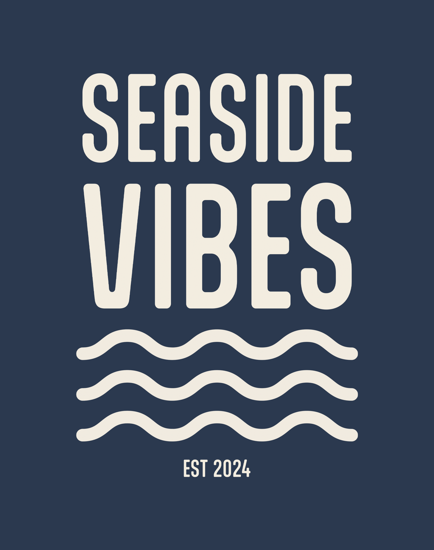 Seaside Vibes Waves Logo Tee - Cotton Blend | Midnight Navy