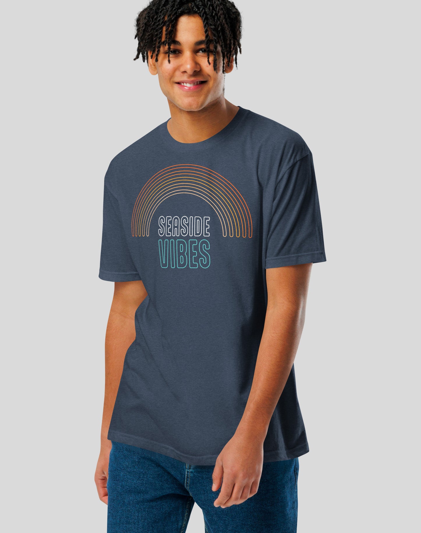 Seaside Vibes Logo Tee - Cotton Blend | Midnight Navy